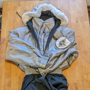 Vintage 80s Head Ski Suit Size 8 One Piece Snow Sportswear Silver Black